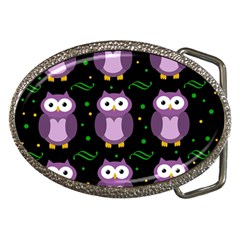 Halloween Purple Owls Pattern Belt Buckles by Valentinaart