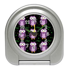 Halloween Purple Owls Pattern Travel Alarm Clocks by Valentinaart