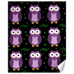 Halloween Purple Owls Pattern Canvas 11  X 14   by Valentinaart