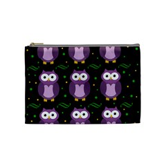 Halloween Purple Owls Pattern Cosmetic Bag (medium)  by Valentinaart