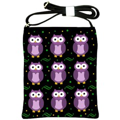 Halloween Purple Owls Pattern Shoulder Sling Bags by Valentinaart