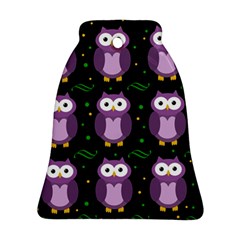 Halloween Purple Owls Pattern Ornament (bell)  by Valentinaart