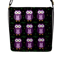 Halloween Purple Owls Pattern Flap Messenger Bag (l)  by Valentinaart