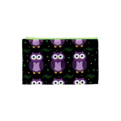 Halloween Purple Owls Pattern Cosmetic Bag (xs) by Valentinaart