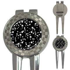 Black And White Starry Pattern 3-in-1 Golf Divots by DanaeStudio