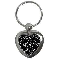 Black And White Starry Pattern Key Chains (heart) 
