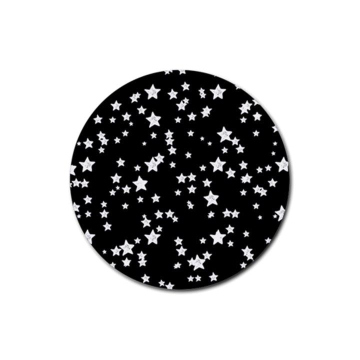 Black And White Starry Pattern Rubber Coaster (Round) 