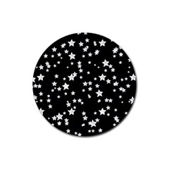 Black And White Starry Pattern Rubber Round Coaster (4 Pack)  by DanaeStudio
