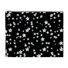 Black And White Starry Pattern Cosmetic Bag (xl) by DanaeStudio