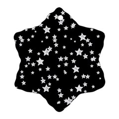 Black And White Starry Pattern Snowflake Ornament (2-side) by DanaeStudio