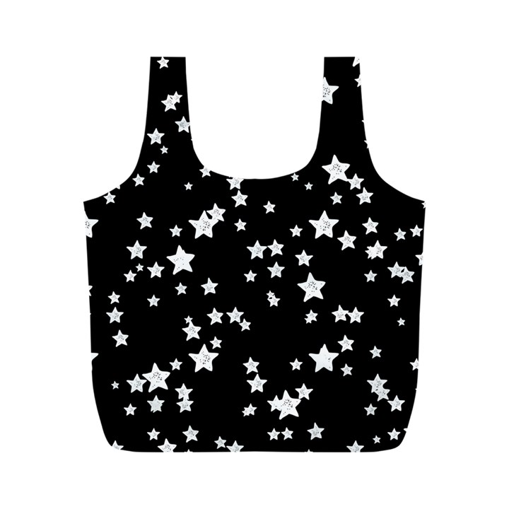 Black And White Starry Pattern Full Print Recycle Bags (M) 