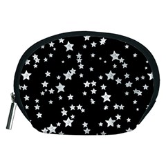 Black And White Starry Pattern Accessory Pouches (medium)  by DanaeStudio