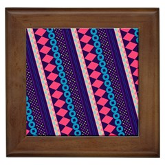 Purple And Pink Retro Geometric Pattern Framed Tiles by DanaeStudio