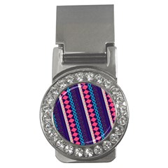 Purple And Pink Retro Geometric Pattern Money Clips (cz)  by DanaeStudio