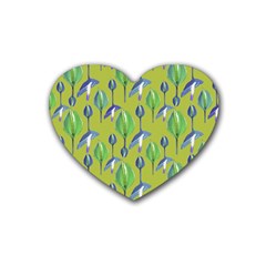 Tropical Floral Pattern Rubber Coaster (heart) 