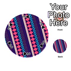 Purple And Pink Retro Geometric Pattern Playing Cards 54 (round)  by DanaeStudio