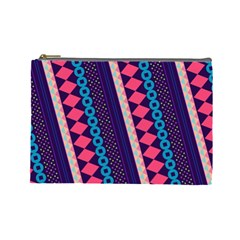 Purple And Pink Retro Geometric Pattern Cosmetic Bag (large)  by DanaeStudio