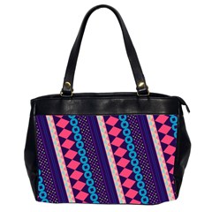 Purple And Pink Retro Geometric Pattern Office Handbags (2 Sides)  by DanaeStudio