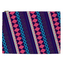 Purple And Pink Retro Geometric Pattern Cosmetic Bag (xxl)  by DanaeStudio