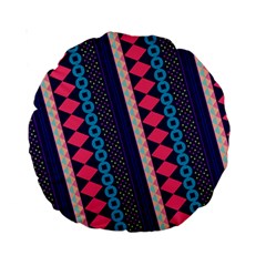 Purple And Pink Retro Geometric Pattern Standard 15  Premium Round Cushions by DanaeStudio