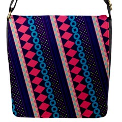 Purple And Pink Retro Geometric Pattern Flap Messenger Bag (s) by DanaeStudio