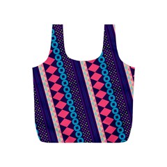 Purple And Pink Retro Geometric Pattern Full Print Recycle Bags (s)  by DanaeStudio