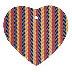 Colorful Chevron Retro Pattern Ornament (heart)  by DanaeStudio