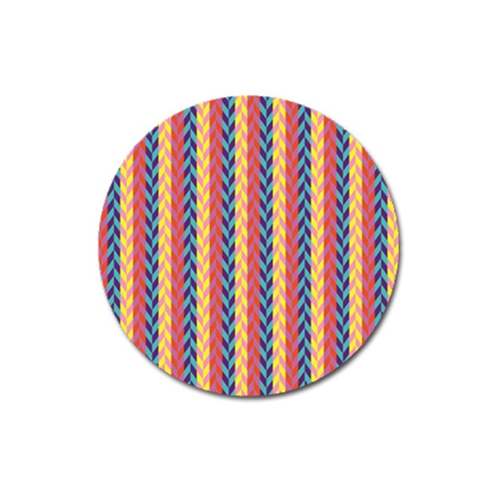 Colorful Chevron Retro Pattern Magnet 3  (Round)