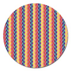 Colorful Chevron Retro Pattern Magnet 5  (round) by DanaeStudio