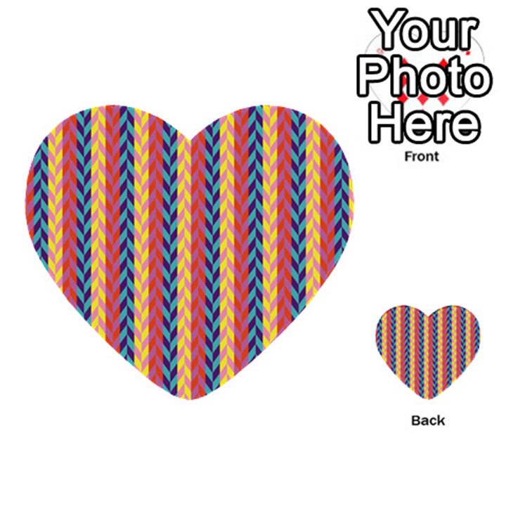 Colorful Chevron Retro Pattern Multi-purpose Cards (Heart) 