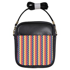 Colorful Chevron Retro Pattern Girls Sling Bags by DanaeStudio