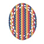 Colorful Chevron Retro Pattern Oval Filigree Ornament (2-Side)  Back