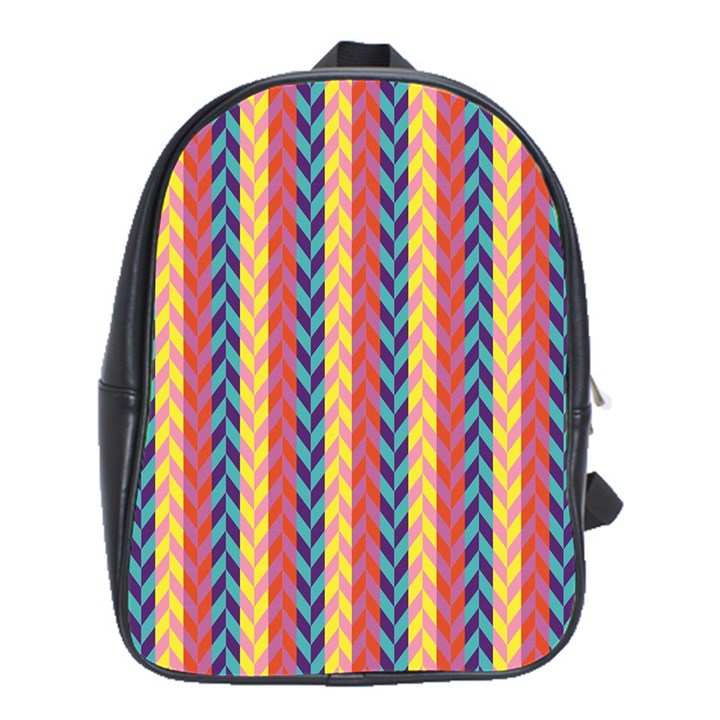 Colorful Chevron Retro Pattern School Bags (XL) 