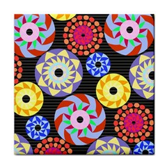 Colorful Retro Circular Pattern Tile Coasters by DanaeStudio