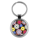 Colorful Retro Circular Pattern Key Chains (Round)  Front