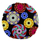 Colorful Retro Circular Pattern Large 18  Premium Round Cushions Back