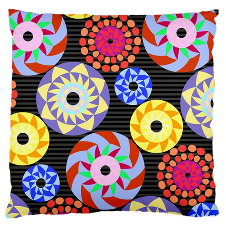 Colorful Retro Circular Pattern Large Flano Cushion Case (One Side)