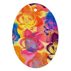 Pop Art Roses Ornament (oval)  by DanaeStudio