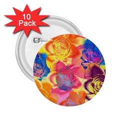 Pop Art Roses 2 25  Buttons (10 Pack) 