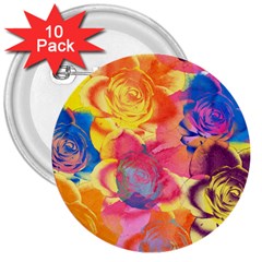 Pop Art Roses 3  Buttons (10 Pack)  by DanaeStudio