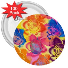 Pop Art Roses 3  Buttons (100 Pack)  by DanaeStudio