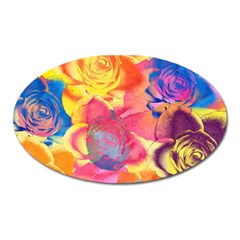 Pop Art Roses Oval Magnet by DanaeStudio