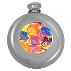 Pop Art Roses Round Hip Flask (5 Oz)