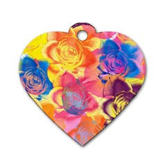 Pop Art Roses Dog Tag Heart (two Sides) by DanaeStudio