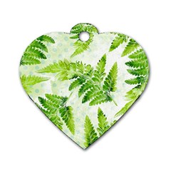 Fern Leaves Dog Tag Heart (two Sides)