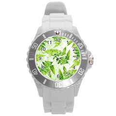 Fern Leaves Round Plastic Sport Watch (l)