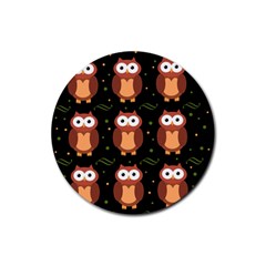 Halloween Brown Owls  Rubber Round Coaster (4 Pack)  by Valentinaart