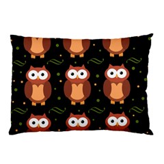 Halloween Brown Owls  Pillow Case by Valentinaart