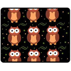 Halloween Brown Owls  Fleece Blanket (medium)  by Valentinaart