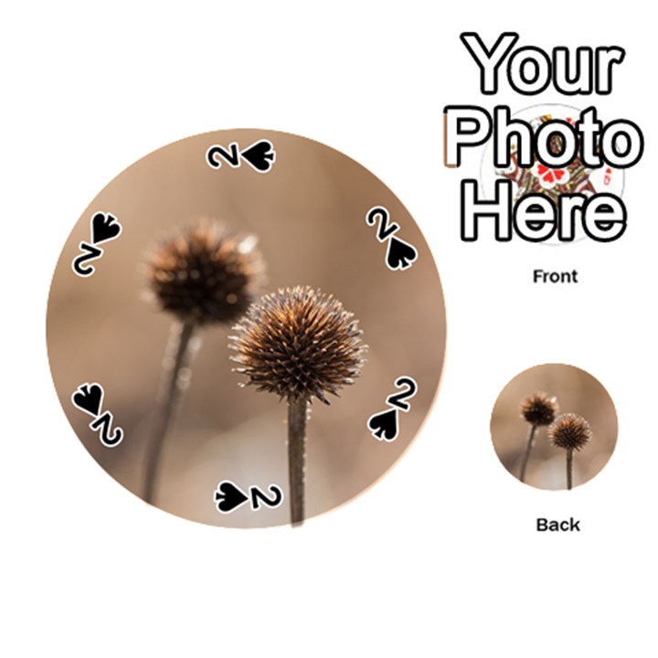 Withered Globe Thistle In Autumn Macro Playing Cards 54 (Round) 